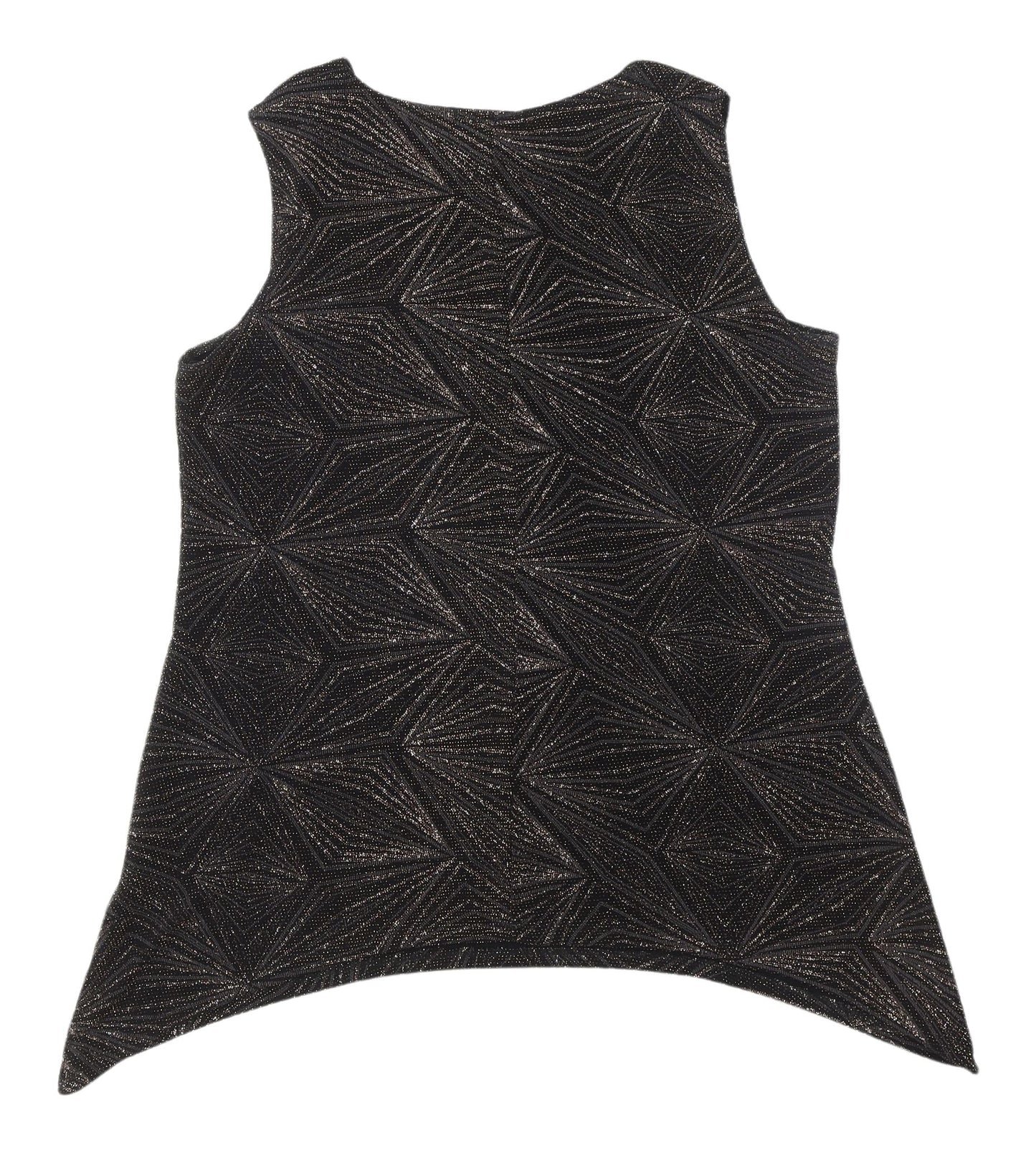 Onyx Nite Women's Black Metallic Geometric Tank, Size 16