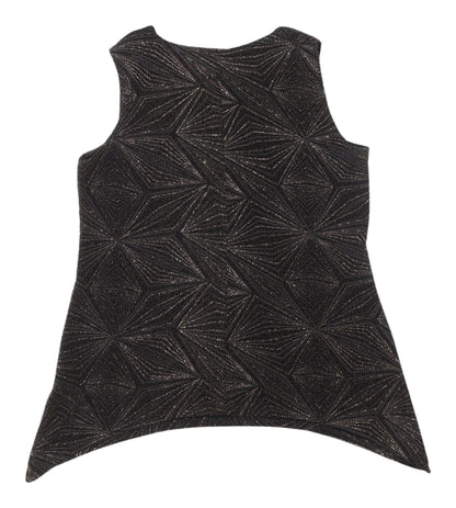 Onyx Nite Women's Black Metallic Geometric Tank, Size 16