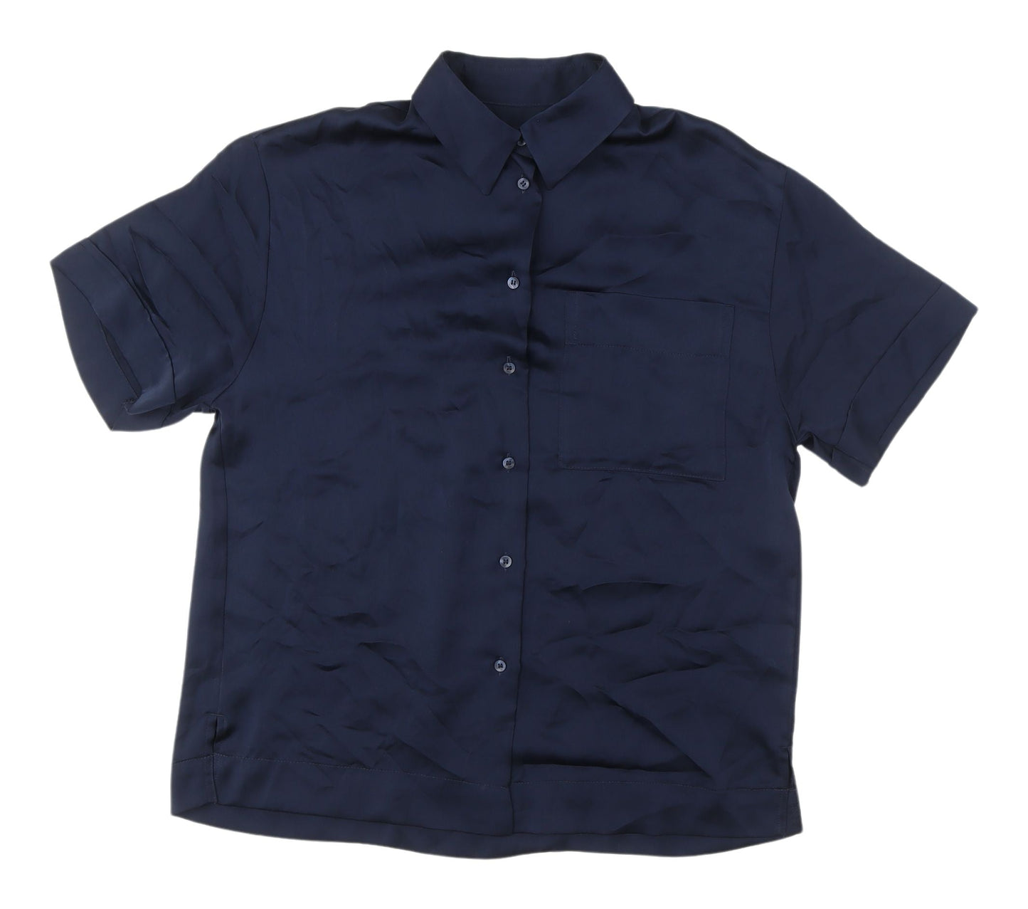 Womens UK Size 8 Marks and Spencer Blue Basic Button-Up