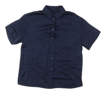 Womens UK Size 8 Marks and Spencer Blue Basic Button-Up