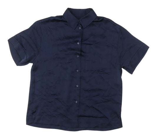 Womens UK Size 8 Marks and Spencer Blue Basic Button-Up
