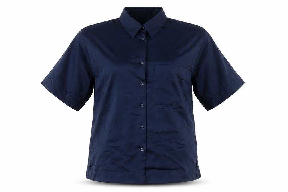 Womens UK Size 8 Marks and Spencer Blue Basic Button-Up