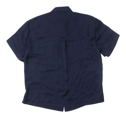 Womens UK Size 8 Marks and Spencer Blue Basic Button-Up