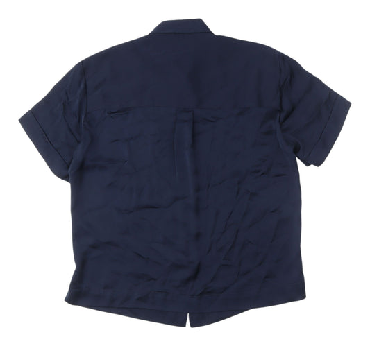 Womens UK Size 8 Marks and Spencer Blue Basic Button-Up