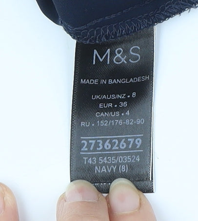 Womens UK Size 8 Marks and Spencer Blue Basic Button-Up
