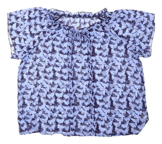 Being Casual Women's Blue Butterfly Blouse Size 30