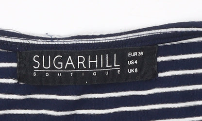 Sugarhill Women Blue Striped Sheath Dress Size 8