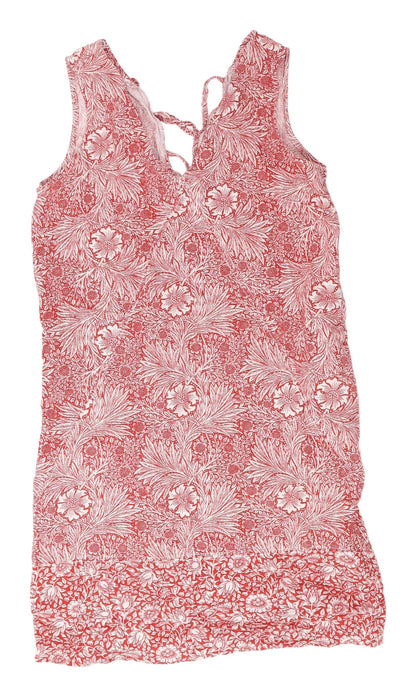 Next Women's Red Floral V-Neck Dress Size 10