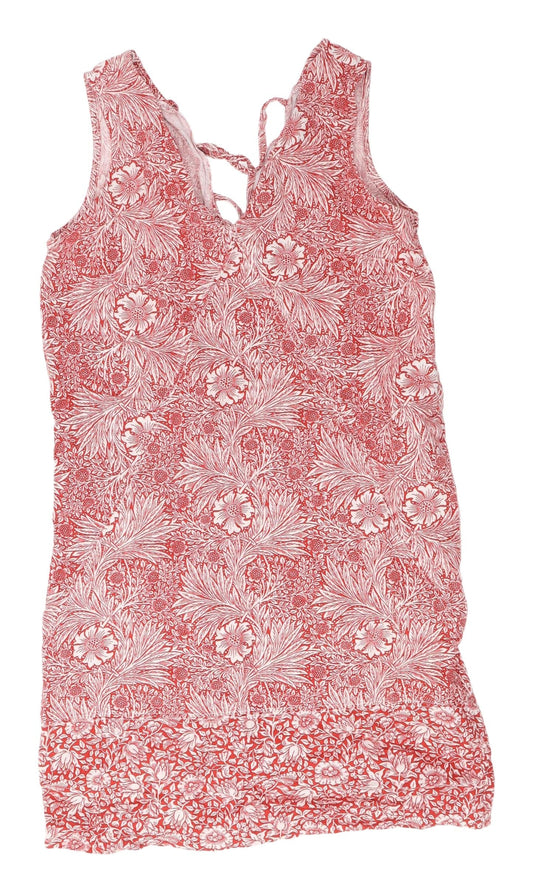 Next Women's Red Floral V-Neck Dress Size 10