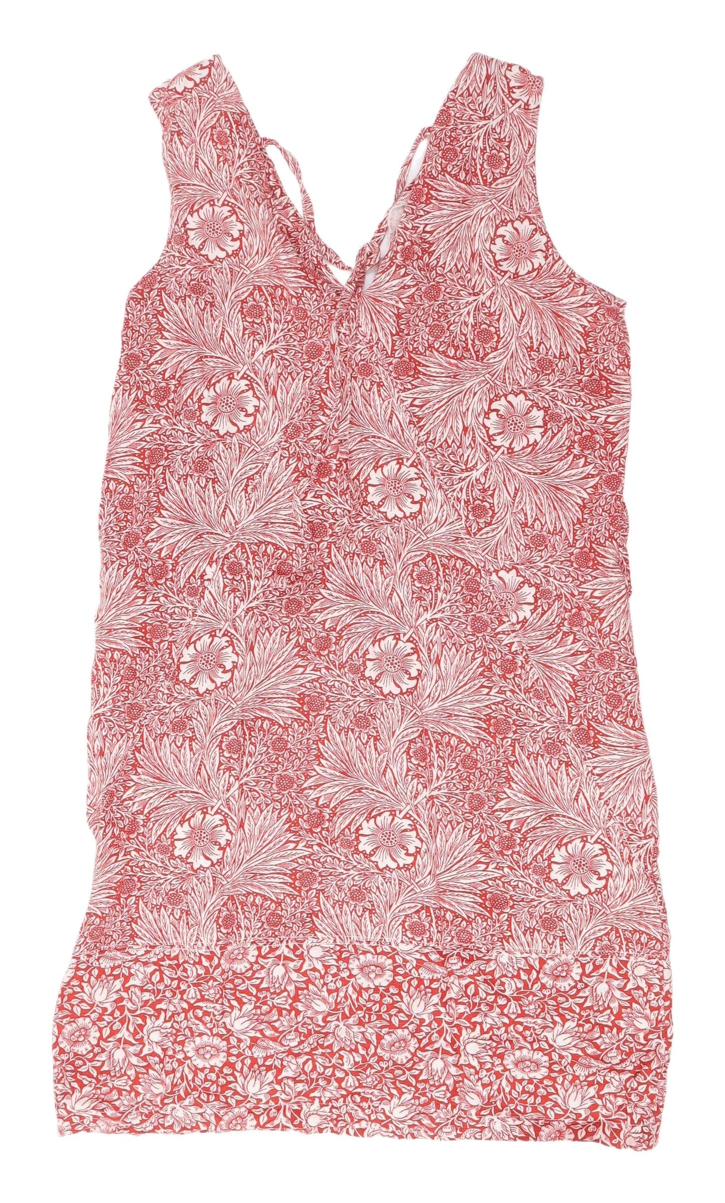 Next Women's Red Floral V-Neck Dress Size 10