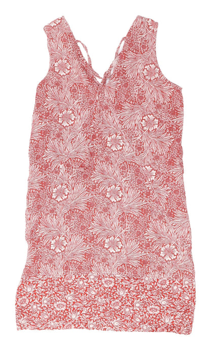 Next Women's Red Floral V-Neck Dress Size 10