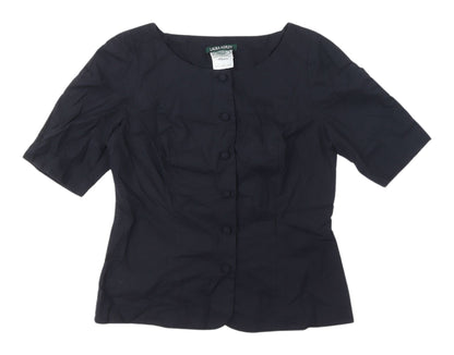 Laura Ashley Women's Black Cotton Button Blouse Size 14