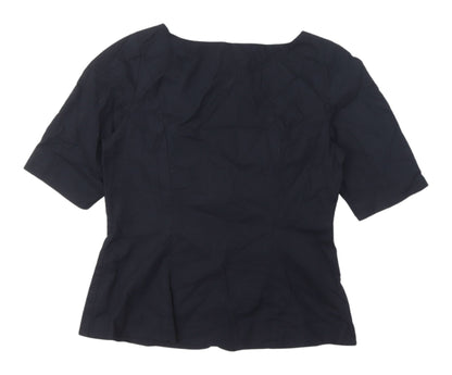 Laura Ashley Women's Black Cotton Button Blouse Size 14