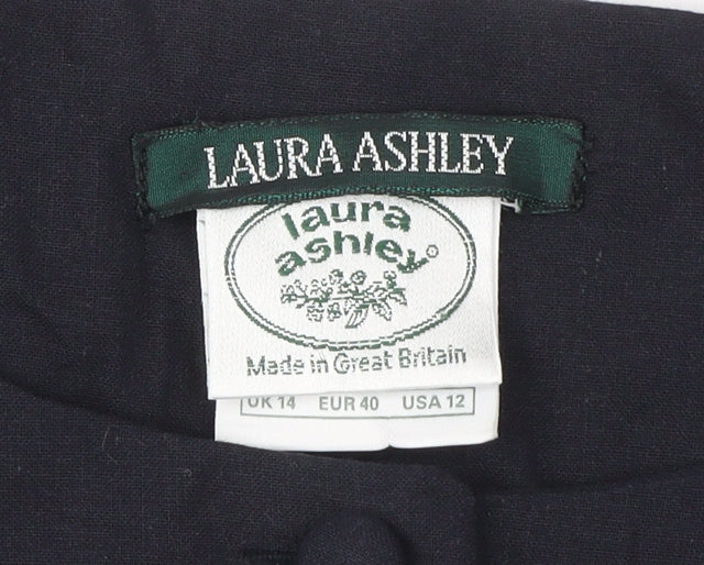 Laura Ashley Women's Black Cotton Button Blouse Size 14
