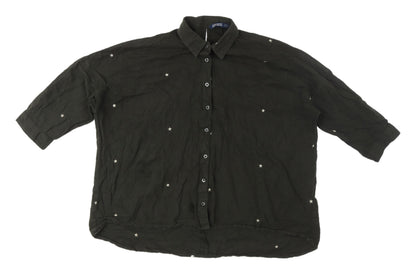 Womens UK Size S Zara Green Basic Button-Up