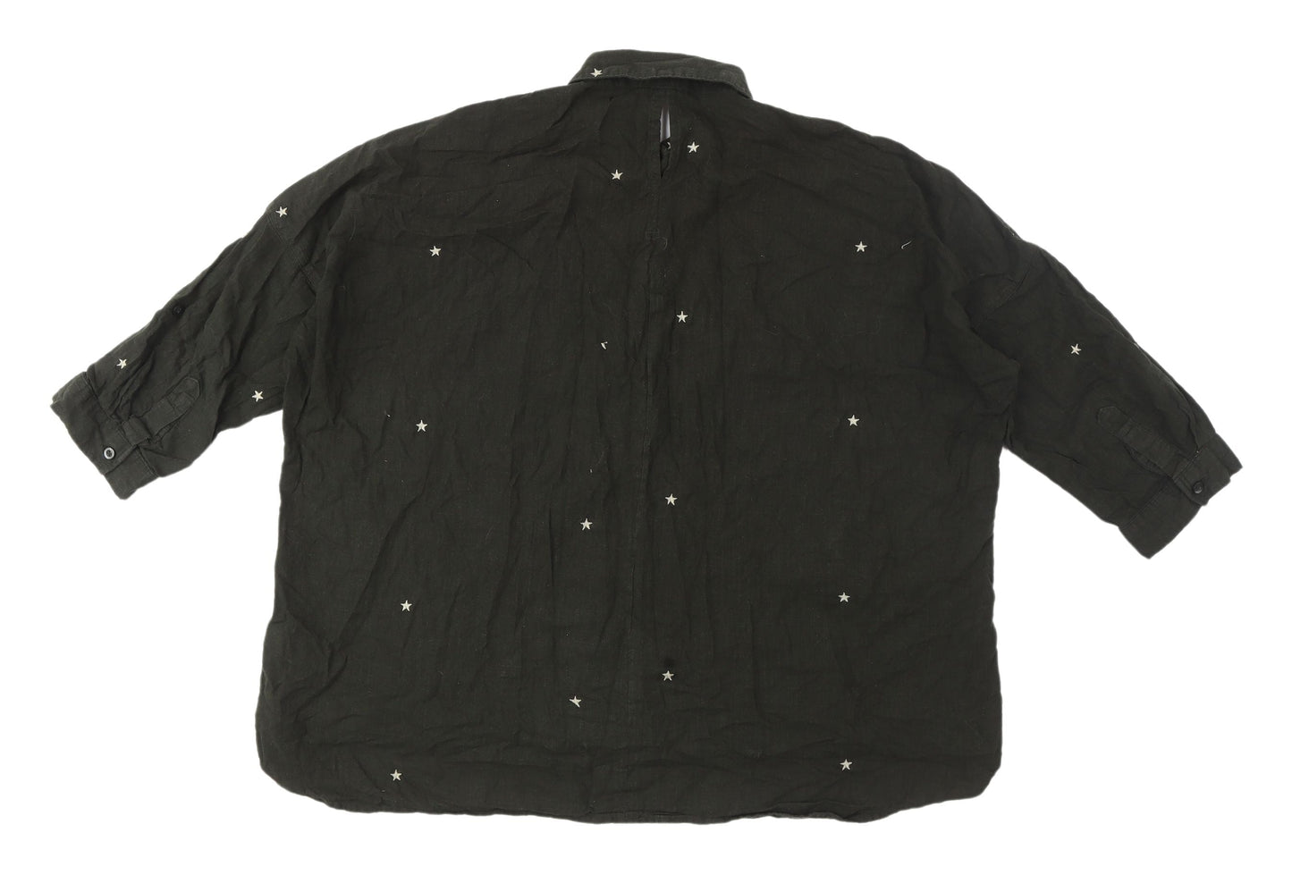 Womens UK Size S Zara Green Basic Button-Up