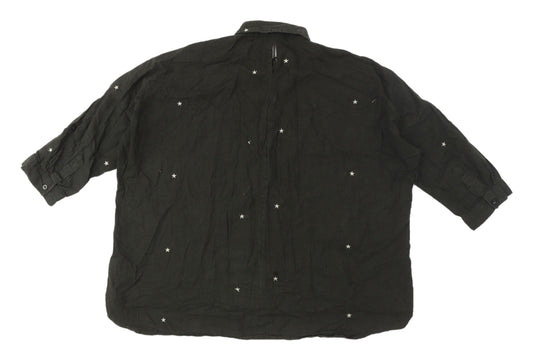 Womens UK Size S Zara Green Basic Button-Up