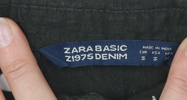 Womens UK Size S Zara Green Basic Button-Up