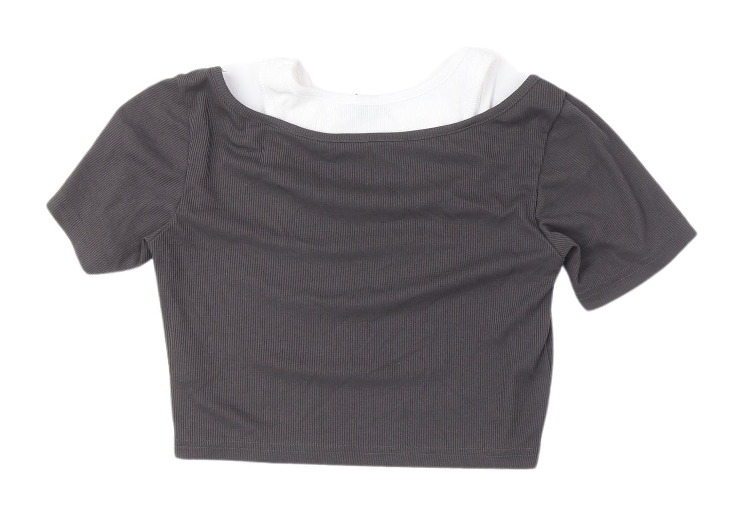 Womens UK Size M Dazy Grey Cropped T-Shirt