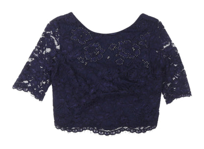 Womens UK Size 10 Coast Blue Cropped Blouse