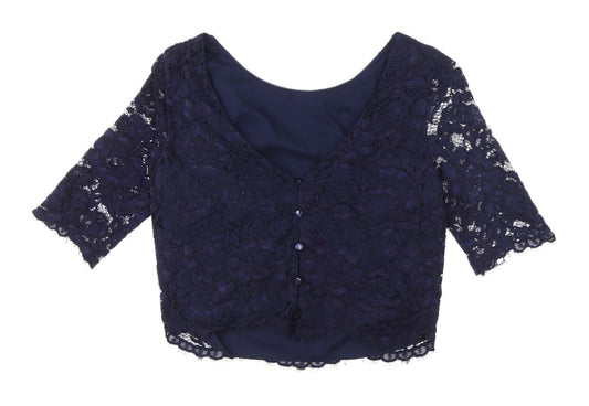 Womens UK Size 10 Coast Blue Cropped Blouse