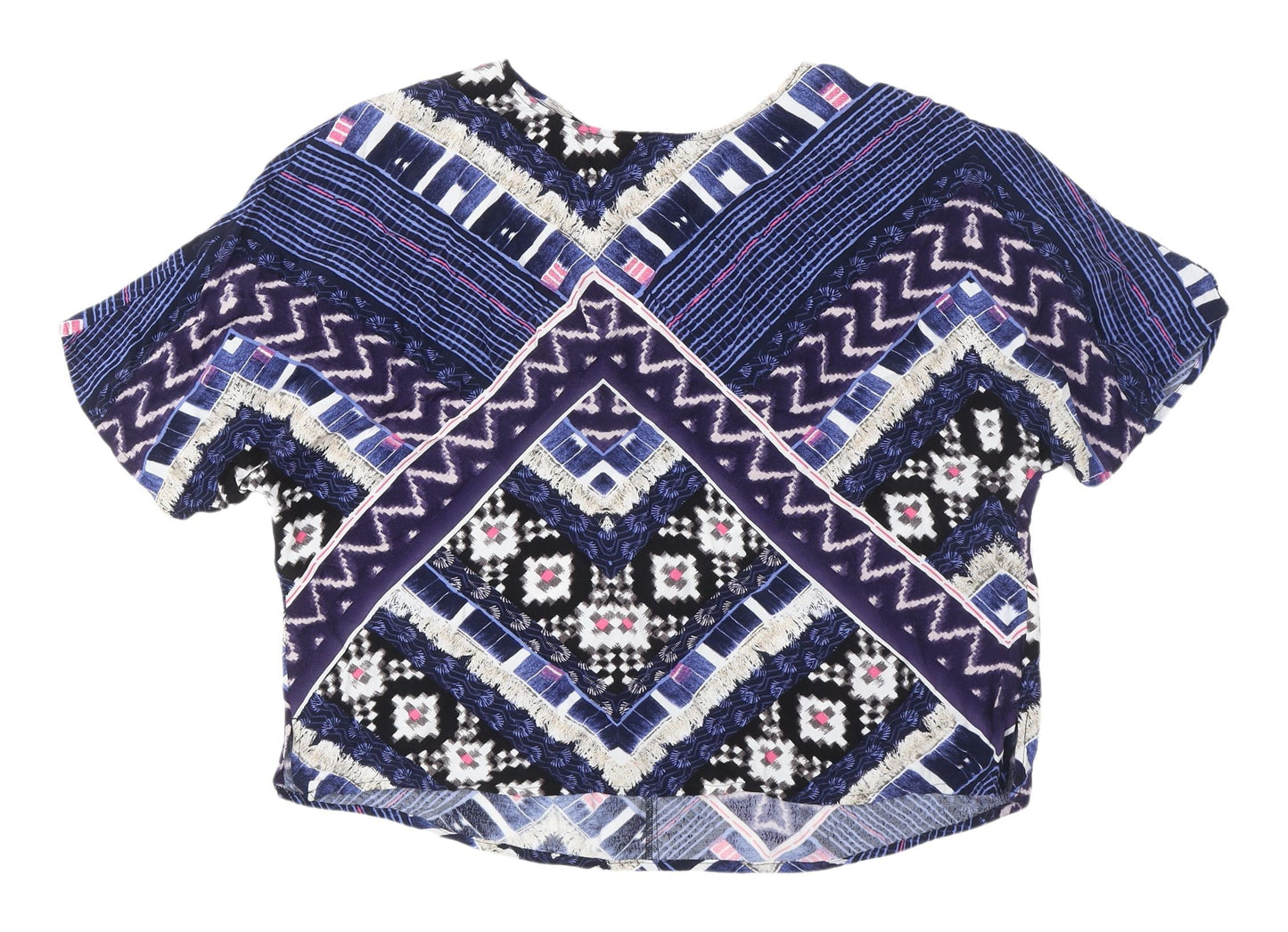 Womens UK Size 12 Warehouse Multicoloured Cropped Blouse