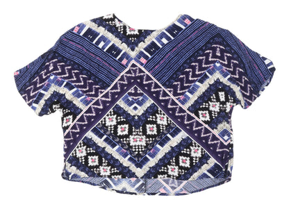 Womens UK Size 12 Warehouse Multicoloured Cropped Blouse