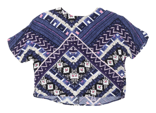 Womens UK Size 12 Warehouse Multicoloured Cropped Blouse