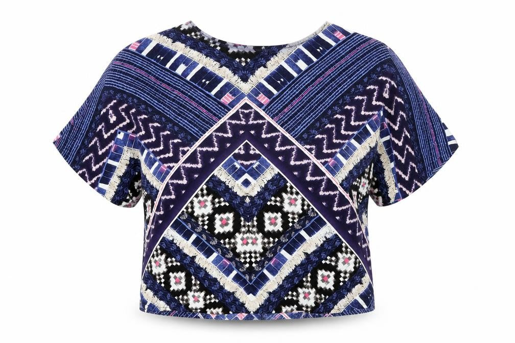 Womens UK Size 12 Warehouse Multicoloured Cropped Blouse