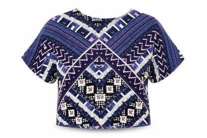 Womens UK Size 12 Warehouse Multicoloured Cropped Blouse