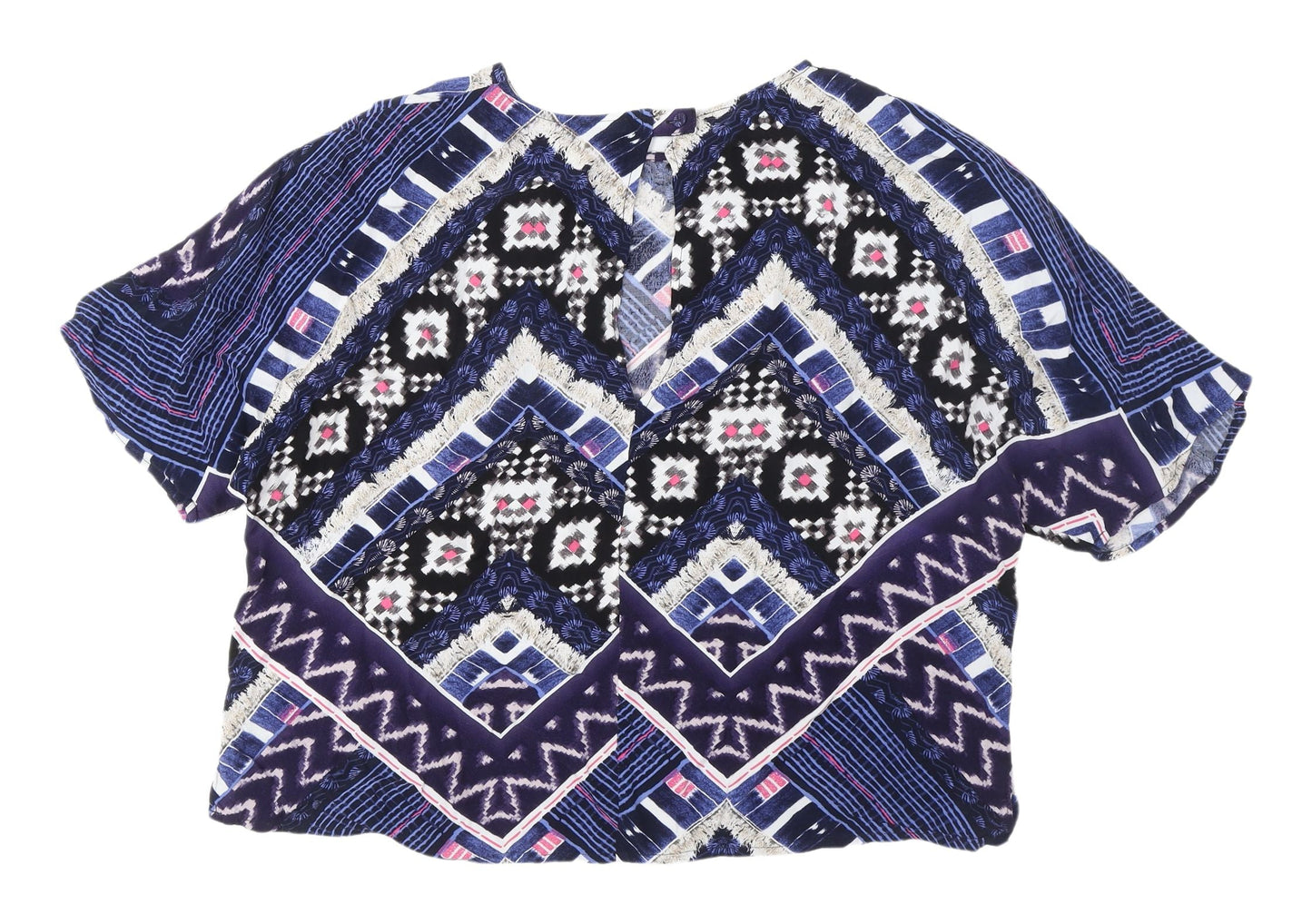 Womens UK Size 12 Warehouse Multicoloured Cropped Blouse