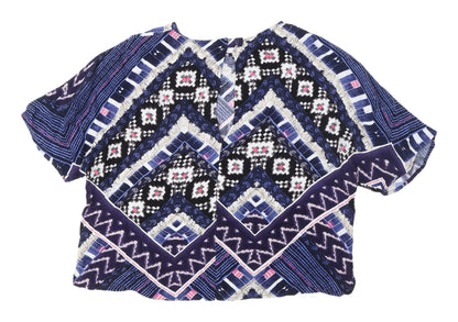 Womens UK Size 12 Warehouse Multicoloured Cropped Blouse