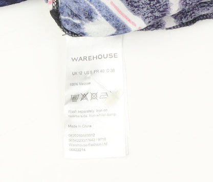 Womens UK Size 12 Warehouse Multicoloured Cropped Blouse