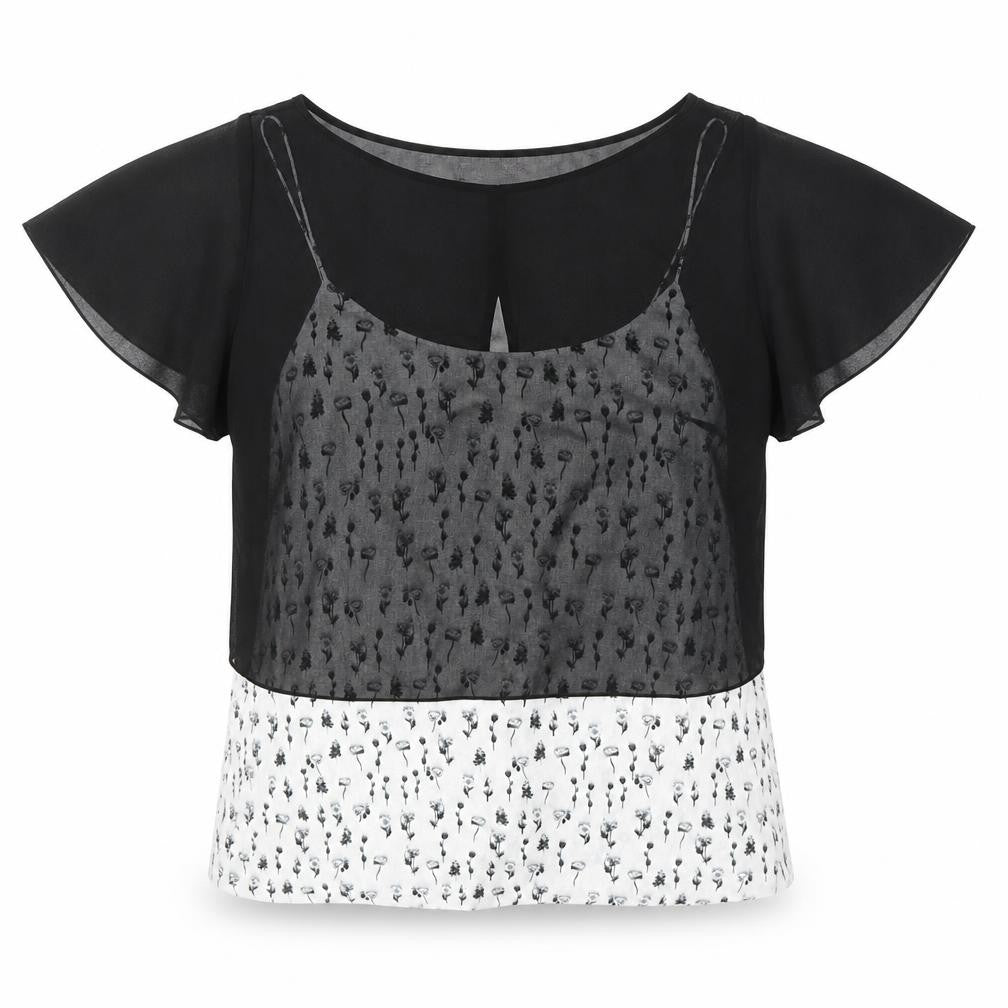 Womens UK Size 8 Mint Velvet Black Cropped Blouse