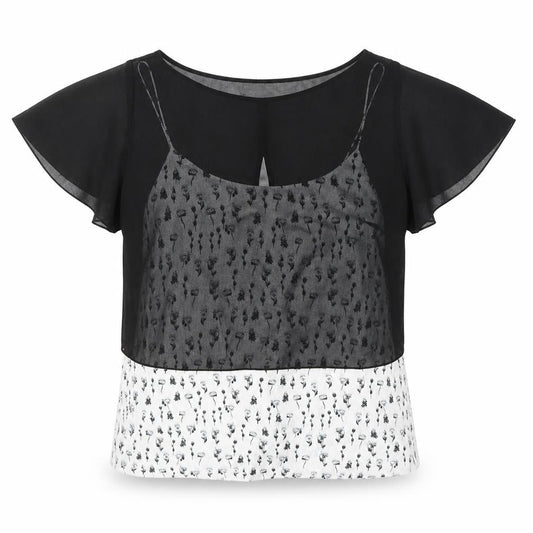 Womens UK Size 8 Mint Velvet Black Cropped Blouse