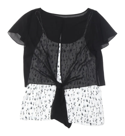 Womens UK Size 8 Mint Velvet Black Cropped Blouse