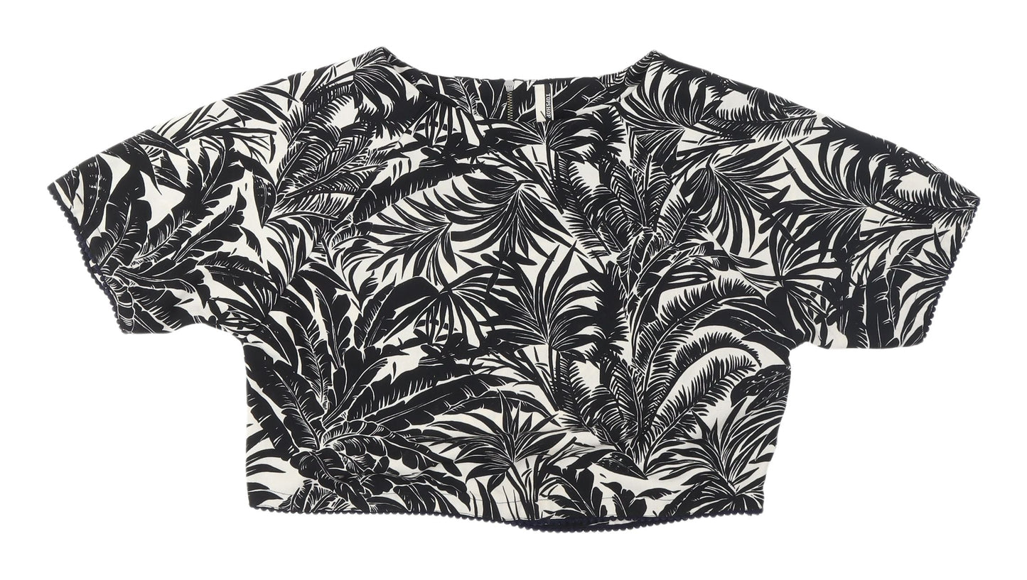 Womens UK Size 8 Topshop Black Cropped Blouse