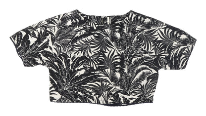 Womens UK Size 8 Topshop Black Cropped Blouse