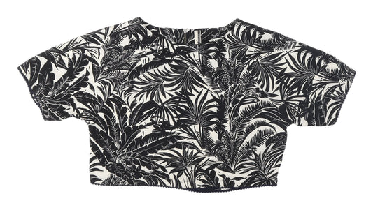 Womens UK Size 8 Topshop Black Cropped Blouse