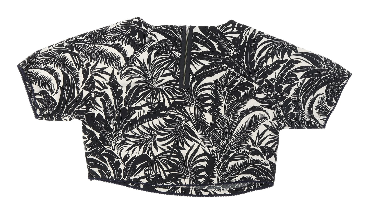Womens UK Size 8 Topshop Black Cropped Blouse
