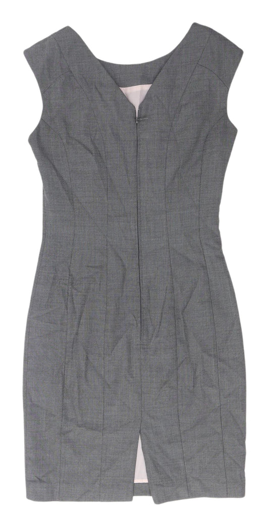 H&M Women's Grey Sheath Dress - Size 6, Sleeveless