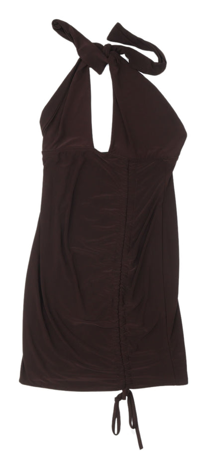 Pink Diva Brown Halter Dress Women Size 8