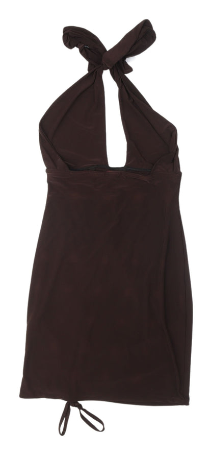 Pink Diva Brown Halter Dress Women Size 8