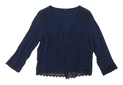 M&Co Women's Blue Crochet Kimono Blouse Size 12
