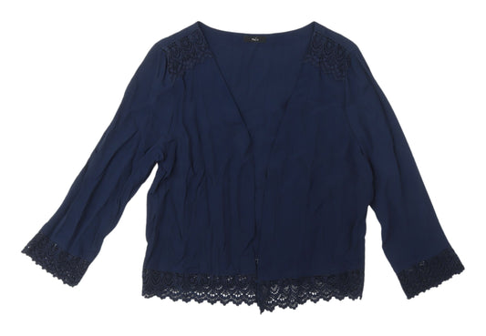 M&Co Women's Blue Crochet Kimono Blouse Size 12