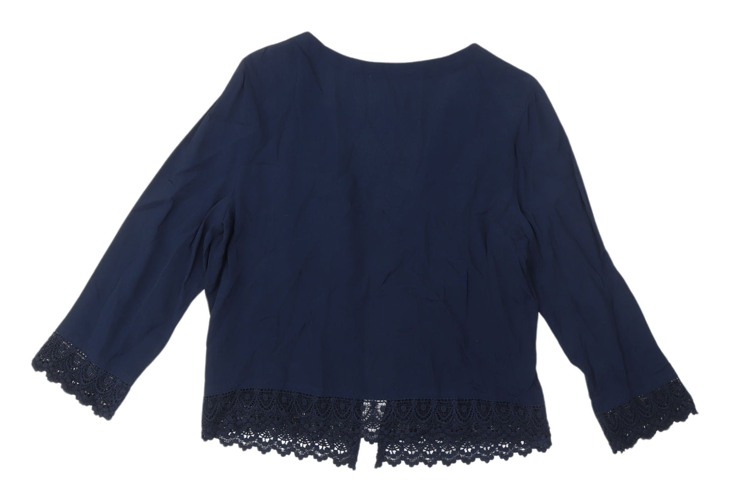 M&Co Women's Blue Crochet Kimono Blouse Size 12