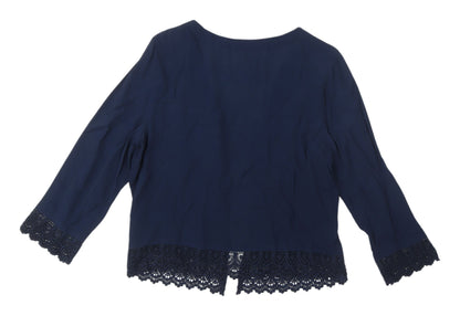 M&Co Women's Blue Crochet Kimono Blouse Size 12