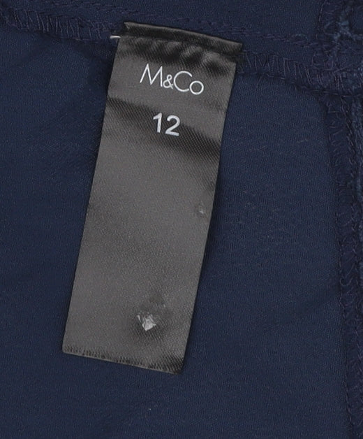 M&Co Women's Blue Crochet Kimono Blouse Size 12