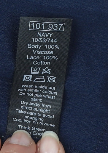 M&Co Women's Blue Crochet Kimono Blouse Size 12