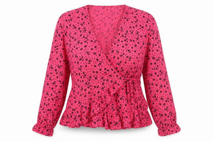 Womens UK Size 14 New Look Pink Wrap Blouse